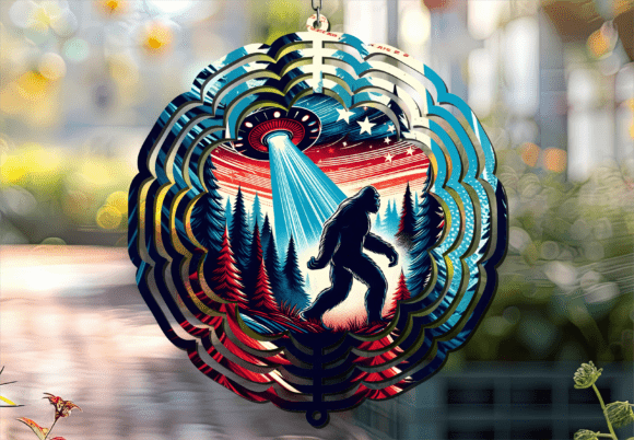 Bigfoot Forest Silhouette Wind Spinner: Elevate Your Outdoor Space