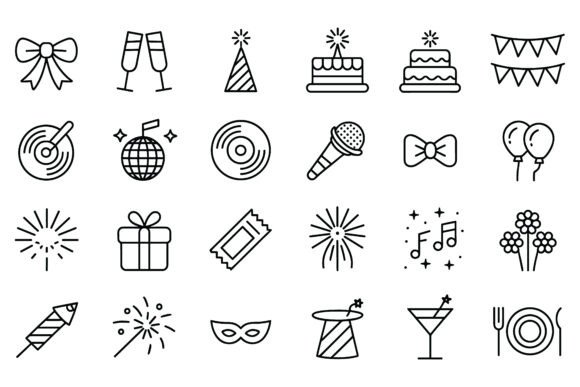 Birthday Party Celebration Line Icon Set: A Designer's Toolkit