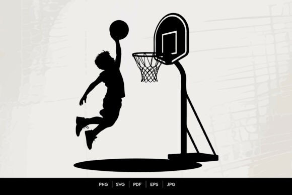 Capture Dynamic Youth Action with Kid Jump Shot Basketball Silhouette