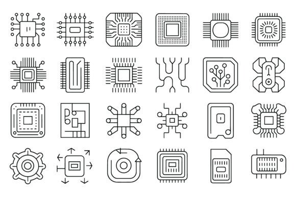 Decoding the Visual Language of Various Computer Chip and Microchip Set