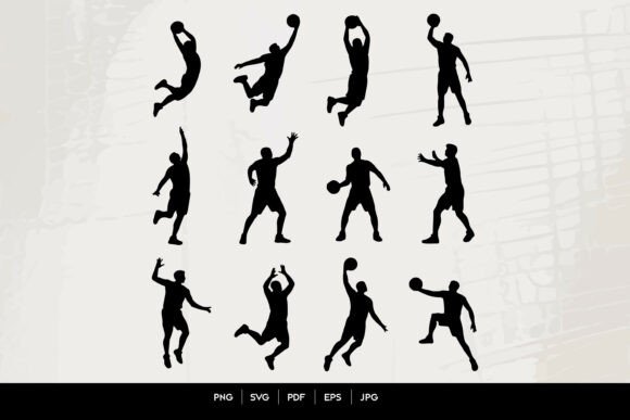 Dynamic Action: Unlocking the Basketball Players Silhouette Set