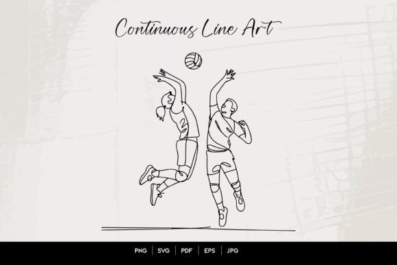 Dynamic Volleyball Spike Action Line Art for Designers