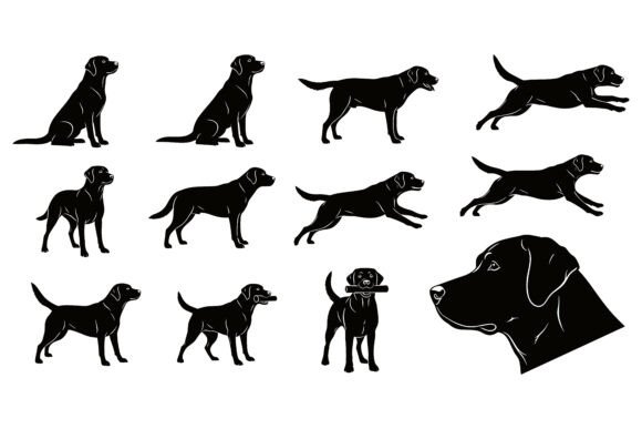 Labrador Silhouettes: Dynamic Poses for Creative Projects
