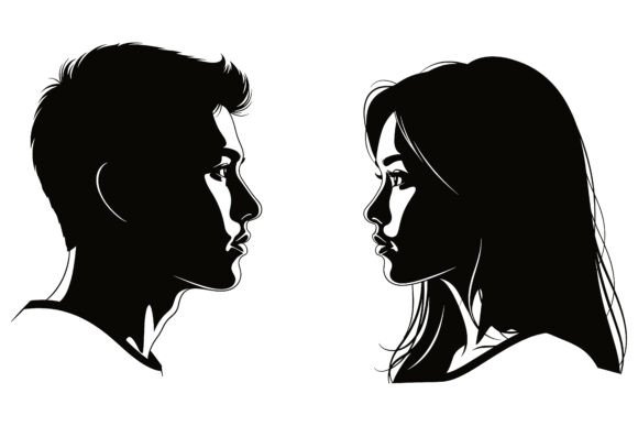 Silhouette of Man and Woman Facing Each: Visual Storytelling