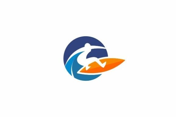 Surfer Wave Ocean Sport Logo: Capture Coastal Energy in Your Brand