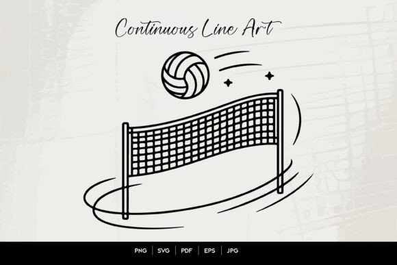 The Dynamic Energy of Volleyball Net & Ball Line Art