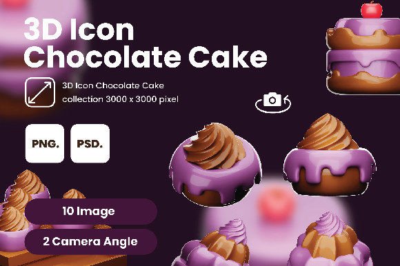 The Sweet Appeal of 3D Icon Chocolate Cake in Modern Design