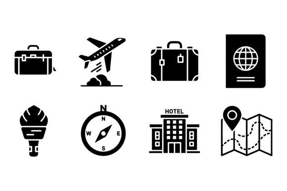 Travel Suitcase Airplane Set: Design Assets for the Modern Explorer