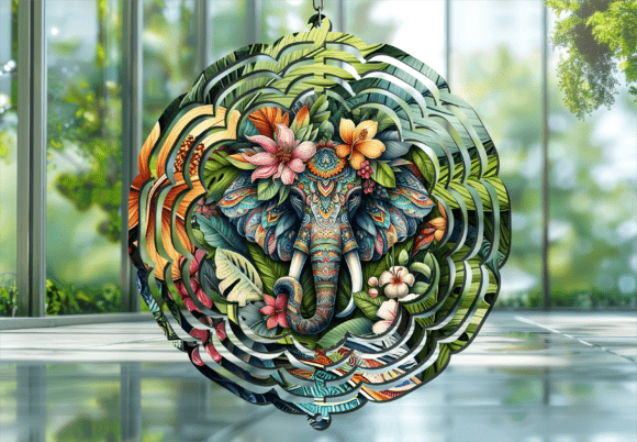 Tropical Jungle Elephant Wind Spinner: Elevate Your Outdoor Space