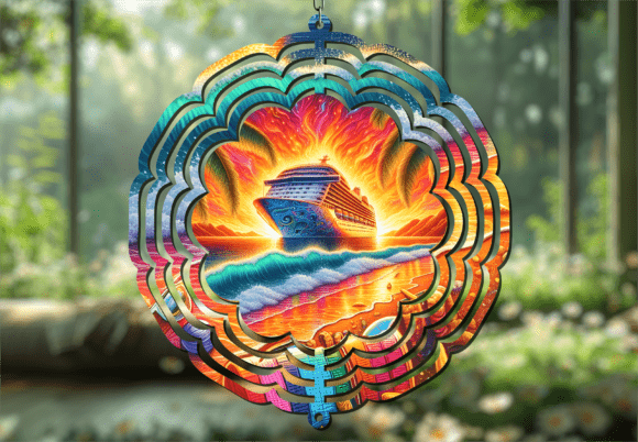 Tropical Sunset Cruise Ship Wind Spinner: A Breeze of Elegance for Your Space