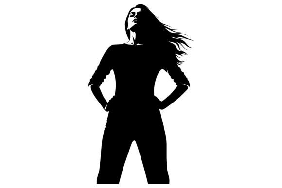 Woman with Long Hair and Hands on Hips: A Silhouette of Strength
